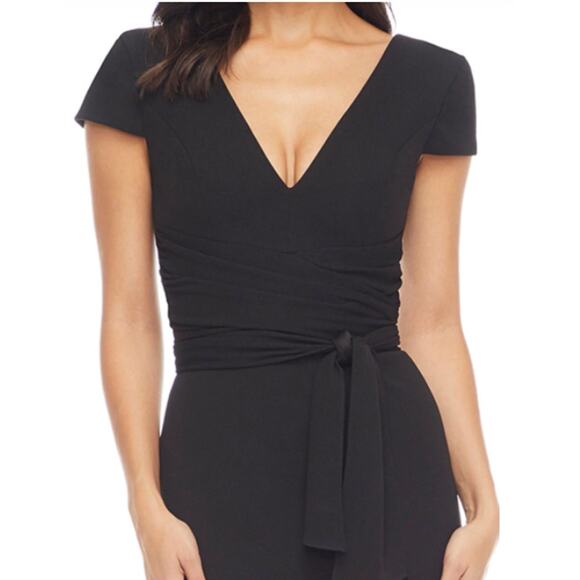 Dress the Population Dana wrap waist cocktail mini dress black bodycon XL - Picture 3 of 9